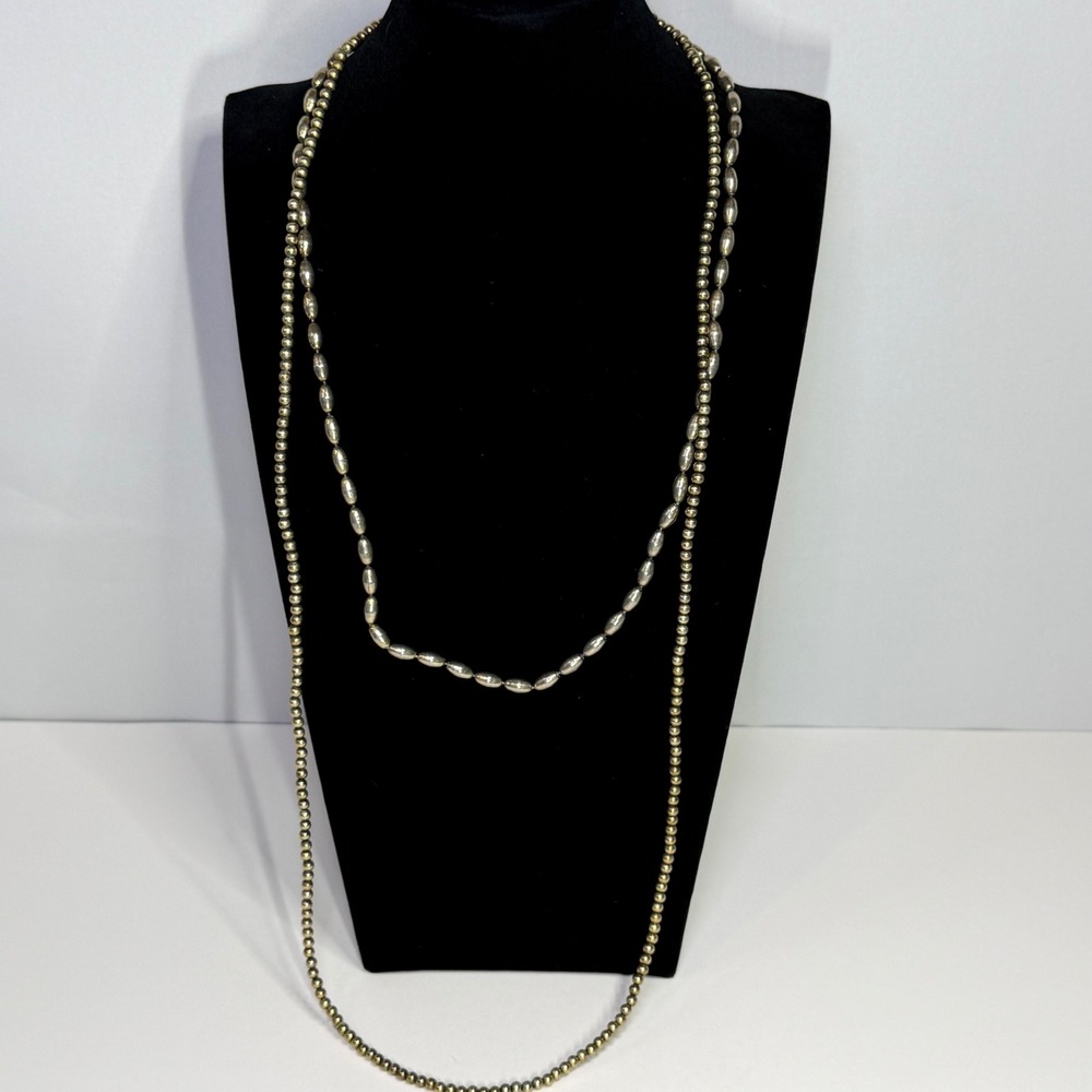 Napier Vintage Silver Tone Beaded Necklace Set Round and Oval Rice Beads